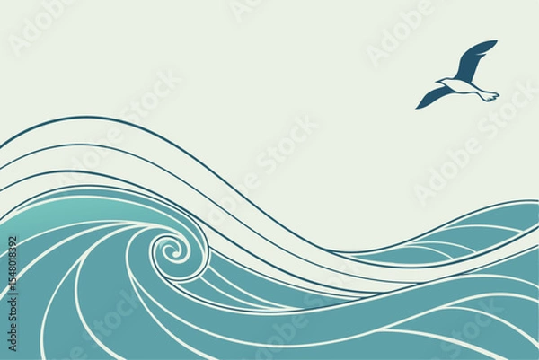 Fototapeta Abstract minimalist soft blue wave pattern background