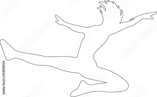 Fototapeta silhouette of a man jumping line art