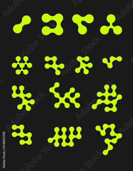 Fototapeta Rave futuristic shapes set. Surreal geometric shapes, abstract backgrounds and patterns, wireframe, cyberpunk elements. Vector elements and signs in trendy style.