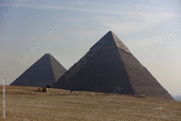 Fototapeta View of the Pyramids of Chephren and Cheops in Giza, Egypt