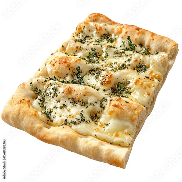Fototapeta Flatbread Topped with Cheese and Herbs isolated on transparent background