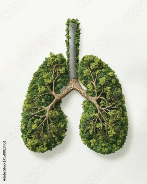 Fototapeta Environmental art displaying lungs as trees in nature artistic representation of earth and health