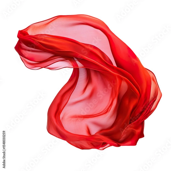 Obraz Flying red silk fabric isolated on transparent background
