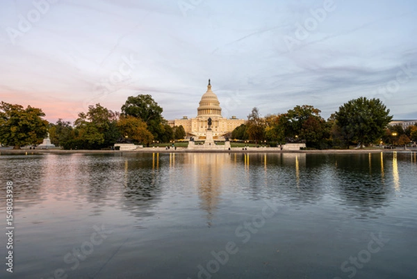 Obraz The United States Capitol in Washington DC with the famous reflection pool after sunset