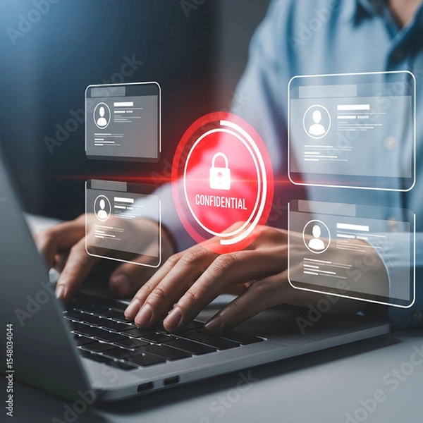 Fototapeta Digital Security and Confidential Data Protection in a Cybersecurity Environment