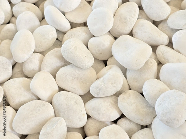 Obraz White pebbles scattered on surface create serene and natural aesthetic, perfect for landscaping or decorative purposes. Their smooth texture adds calming touch to any environment