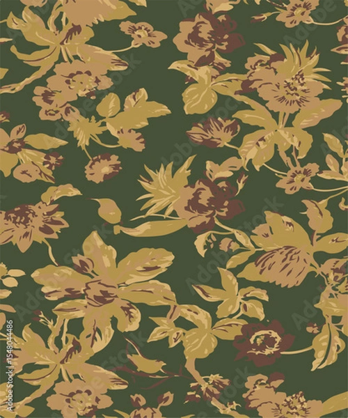 Fototapeta botanical floral, vector, seamless pattern , herbs and leaves ,big set, background with flowers