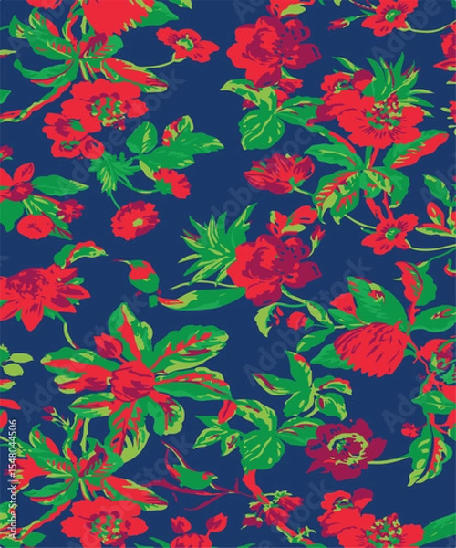 Fototapeta botanical floral, vector, seamless pattern , herbs and leaves ,big set, background with flowers