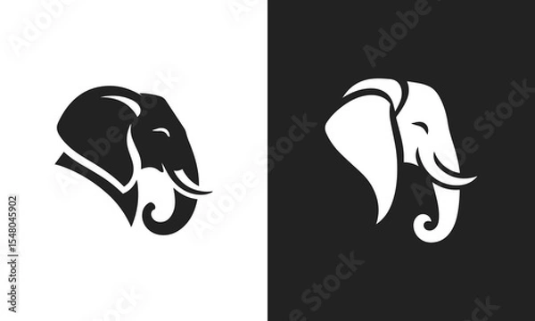Obraz Elegant black and white elephant head logo design ai generated