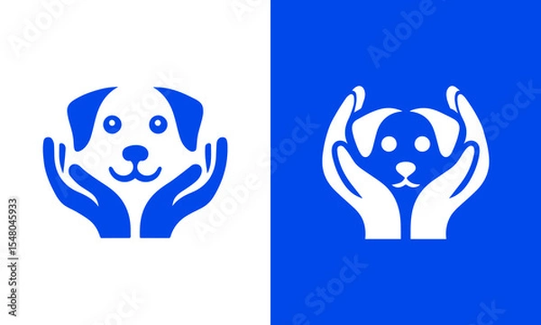 Obraz Caring hands protecting dog logo design ai generated