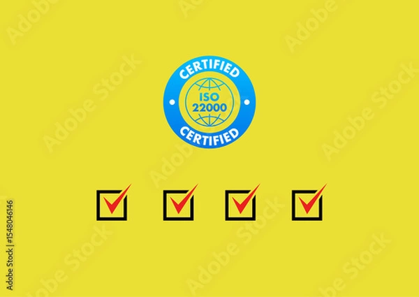Obraz A vintage business label of ISO certified symbol checked