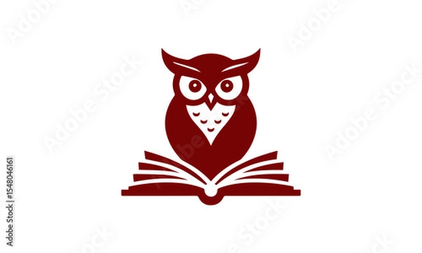 Obraz Wise owl perched on an open book logo design ai generated