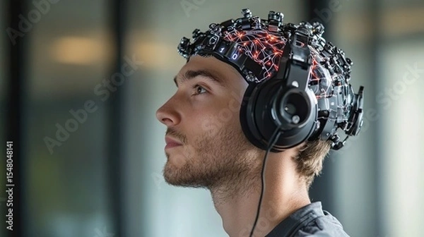 Obraz EEG headset monitoring brain waves in real time