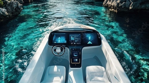Obraz Electric marine vehicles with green energy emissions dashboard