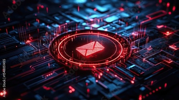 Obraz Email notification icon with biometric lock screen