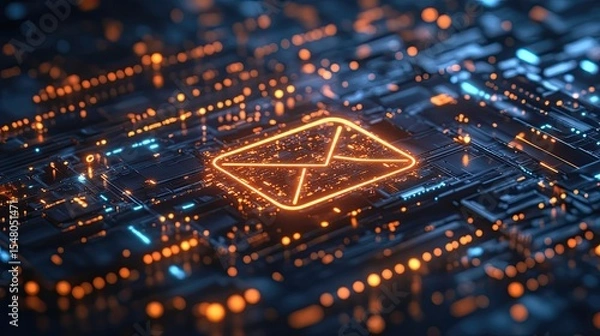 Obraz Email notification icon with biometric lock screen