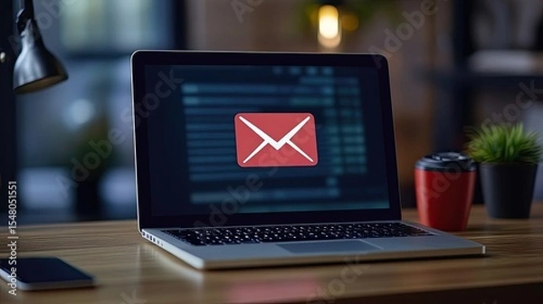 Obraz Email notification icon with biometric lock screen