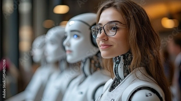 Obraz Employee reviews are done by robots reading facial microexpressions.
