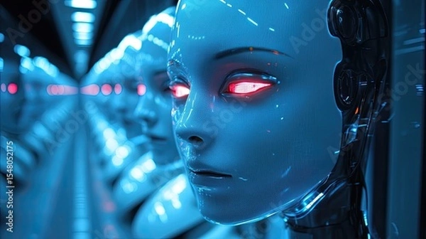 Obraz Employee reviews are done by robots reading facial microexpressions.
