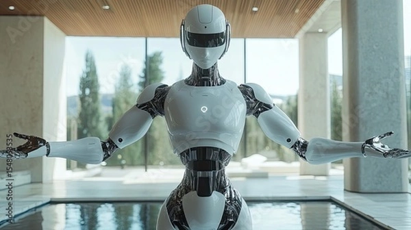Obraz Equilibrium-focused AI simulating balance in humanoid avatars
