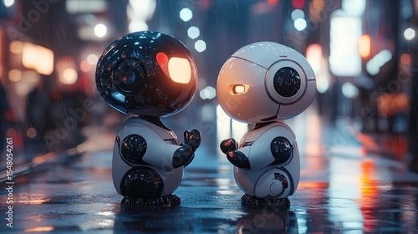 Obraz Describe a love story between two traffic AI assistants.