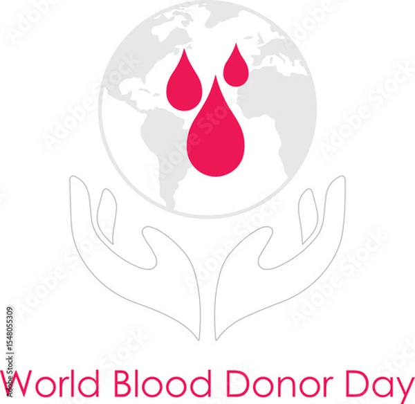 Fototapeta showing hands supporting a globe with blood drops, symbolizing global life saving efforts.