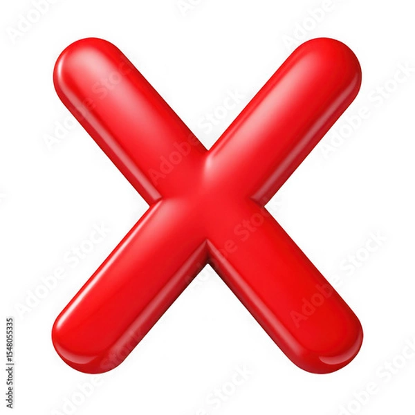 Fototapeta Glossy red x mark isolated on transparent background