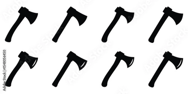 Fototapeta Axe Silhouette Vector Set – Crossed Axes, Stump Scene  Minimal Icon Design, vector illustration.