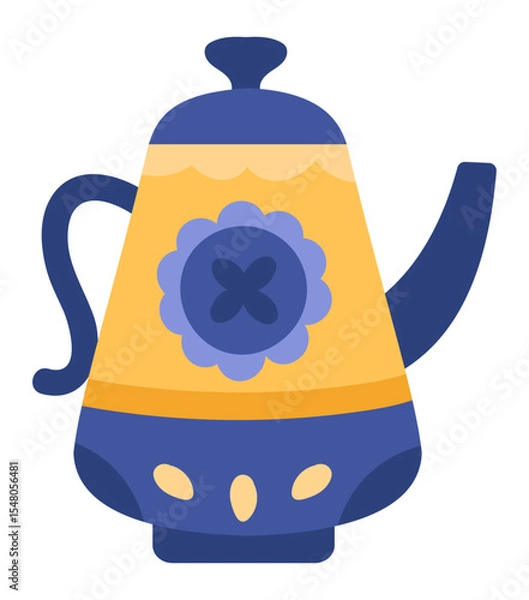 Obraz Colorful teapot with a blue flower design, celebrating the rich traditions of mexican craftsmanship and cultural heritage, adding a touch of artistic flair to tea time