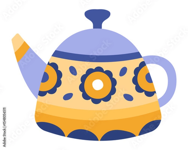 Obraz Charming, decorated teapot stands out with its floral pattern, evoking warm and inviting teatime moments, perfect for enjoying a comforting beverage