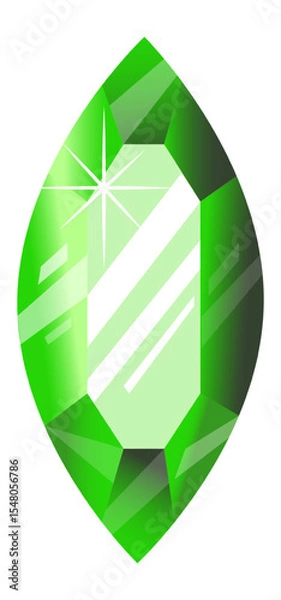 Obraz Realistic marquise cut green gemstone with sparkling facets reflecting light, creating a luxurious and elegant feel, perfect for jewelry design or other creative projects