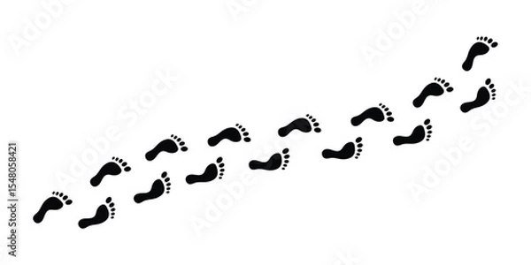 Fototapeta Footprint Silhouette Icon Set – Human Steps, Barefoot, and Shoe Prints Collection, Vector illustration.