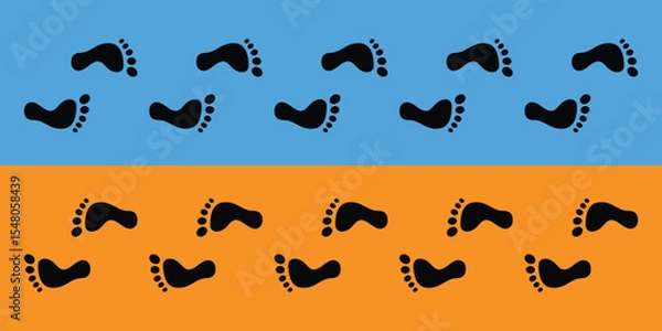 Fototapeta Footprint Silhouette Icon Set – Human Steps, Barefoot, and Shoe Prints Collection, Vector illustration.
