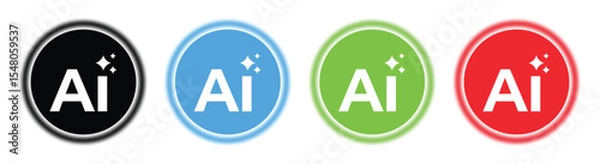 Fototapeta Generative AI Icon Set – Chatbot, Prompt Toggle, Command Symbols and Magic Stars,