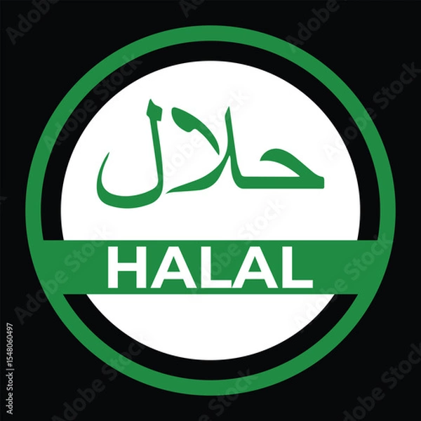 Fototapeta Halal Food Certified Icon Set – Circular Labels, Certification Logos & Vector Badges, of vector illustration.