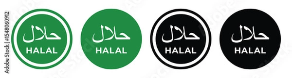 Fototapeta Halal Food Certified Icon Set – Circular Labels, Certification Logos & Vector Badges, of vector illustration.