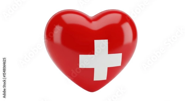 Obraz Isolated Red Heart with Swiss Cross