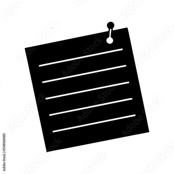 Fototapeta Note Paper Icon with Paperclip, Blank Lined Document vector illustration