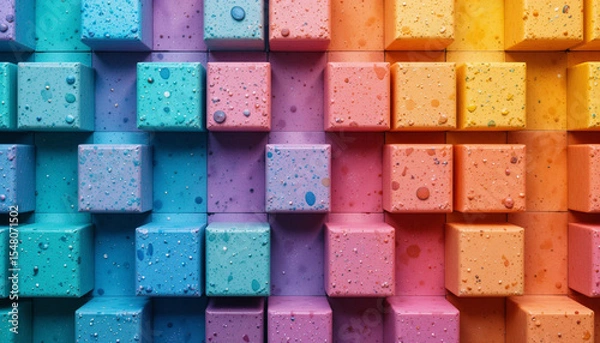 Obraz Vibrant Rainbow Cube Texture: Abstract 3D Pattern Background .