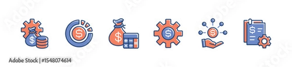 Fototapeta business financial management icon line set finance accounting money control strategy with gear cog wheel signs vector illustration for web and app