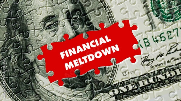 Fototapeta Financial meltdown puzzle concept with missing piece
