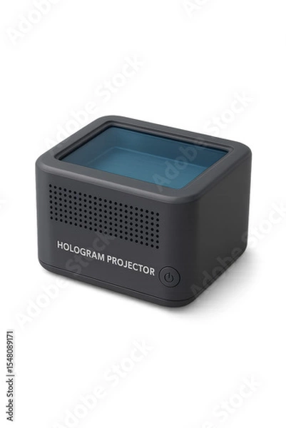 Fototapeta Hologram projector generating futuristic 3d images on transparent background