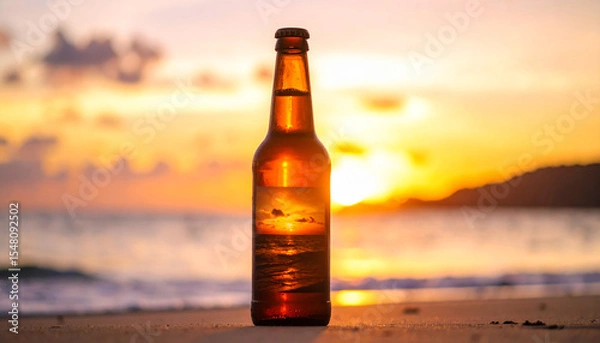 Obraz Craft Beer Bottle on Dark Background with Moody Lighting – Premium Alcohol Beverage Concept

