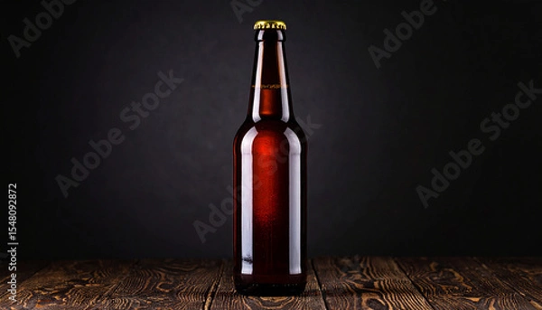 Obraz Craft Beer Bottle on Dark Background with Moody Lighting – Premium Alcohol Beverage Concept

