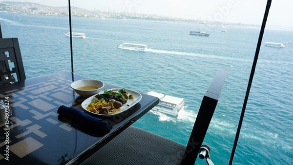 Fototapeta Dining Room Buffet aboard the abstract luxury cruise ship.