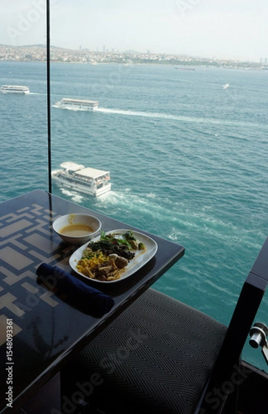 Fototapeta Dining Room Buffet aboard the abstract luxury cruise ship.