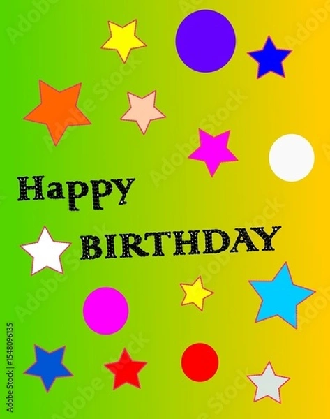 Obraz Gradient Happy Birthday Card with Colorful Stars