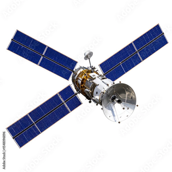 Fototapeta Modern Orbital Satellite with Intricate Technical Details, Cutout PNG for Aerospace Themes.