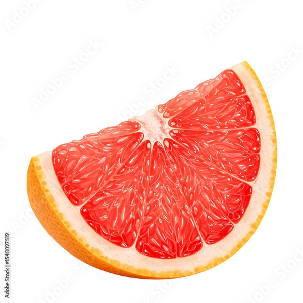 Fototapeta Red Grapefruit Slice on Black Background