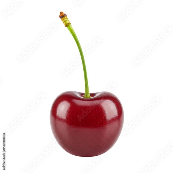 Fototapeta Single Ripe Red Cherry on Transparent Background